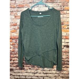 basin + range long sleeve shirt blue/green Asymmetrical top women's size small